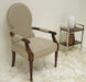 Taupe Linen Arm Chair with Nickel Nailhead Trim