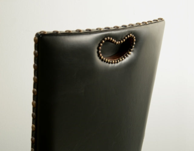 Black Leather Arm Chair with Cabriole Legs 