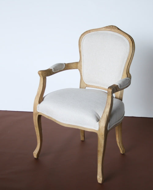 Natural Oak French Chair with Natural Cotton Upholstery