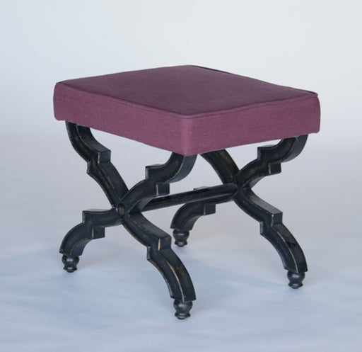 Bangkok Small Bench with Purple Linen Seat 