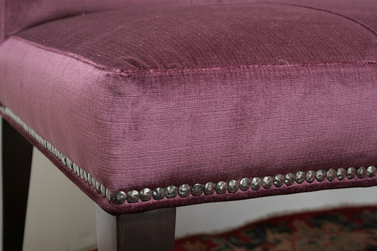 Grape Velvet Armless LoveseatBench