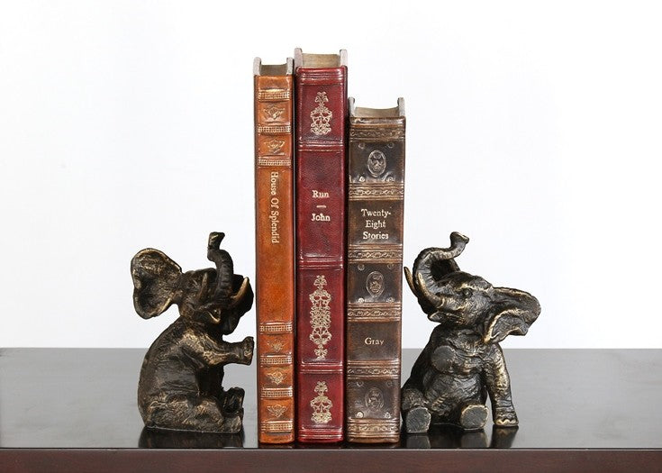 Pair of Bronze Elephant Bookends