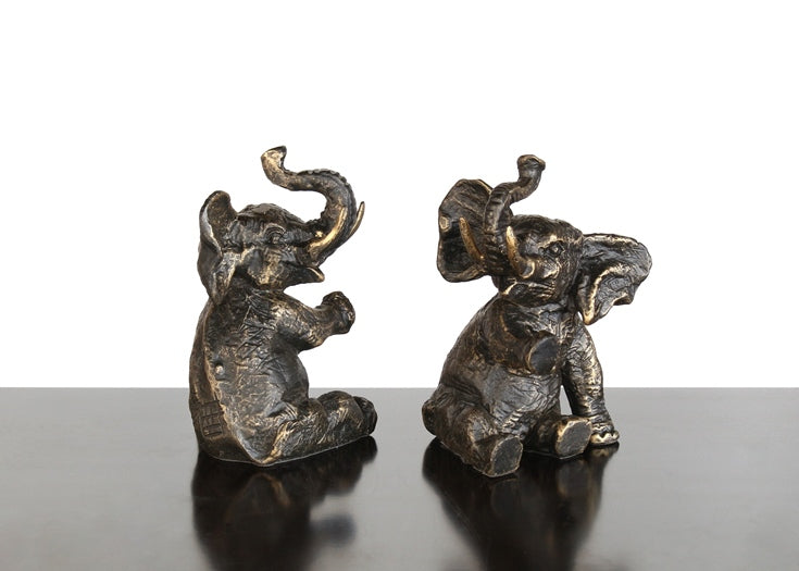 Pair of Bronze Elephant Bookends