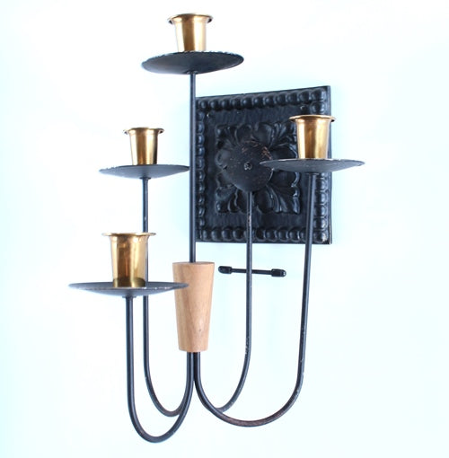 Mid-Century Modern Gothic Candle Sconce with Plate Mount