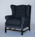 Grey Wingback Club Chair with Nickel Nailhead Trim