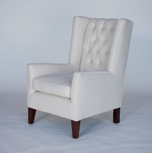 Modern Off-White Tufted Wing Chair