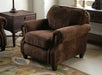 Brown Velvet Transitional Rolled-Arm Club Chair 
