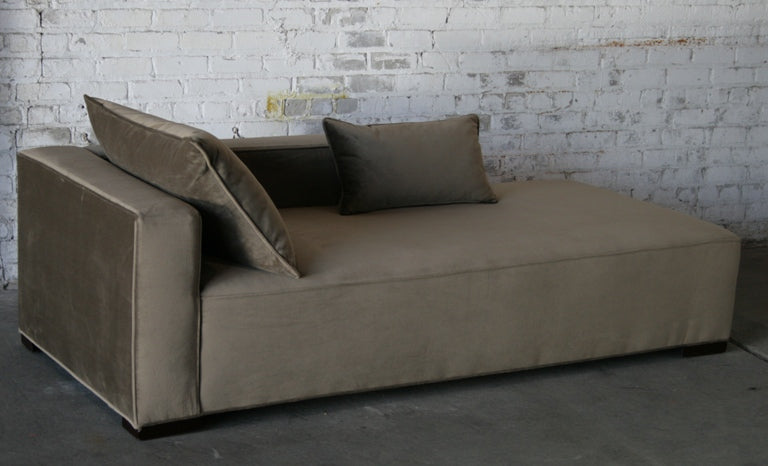 Contemporary Mushroom Velvet Chaise Lounge (Left Arm Facing) 