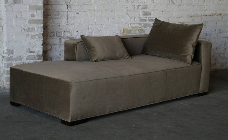  Contemporary Mushroom Velvet Chaise Lounge Right Arm when Facing