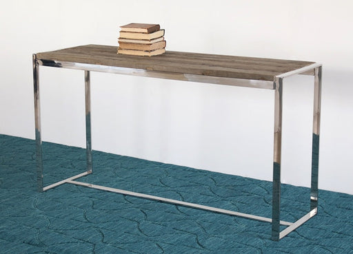 Reclaimed Wood and Stainless Steel Console 
