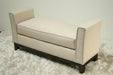 Cream Upholstered Bench with Nailhead Trim