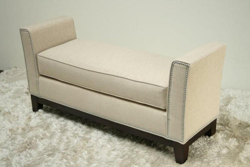 Cream Upholstered Bench with Nailhead Trim