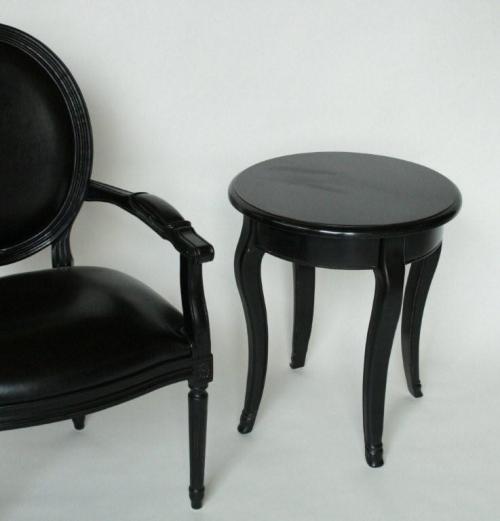 Black French Style Round End Table