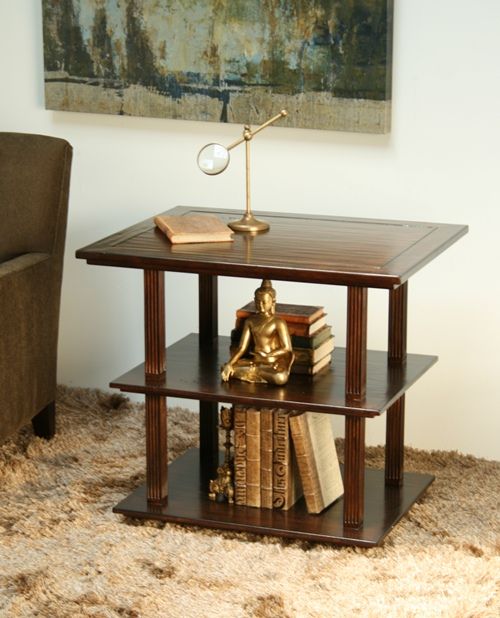Mahogany End Table with Shelves