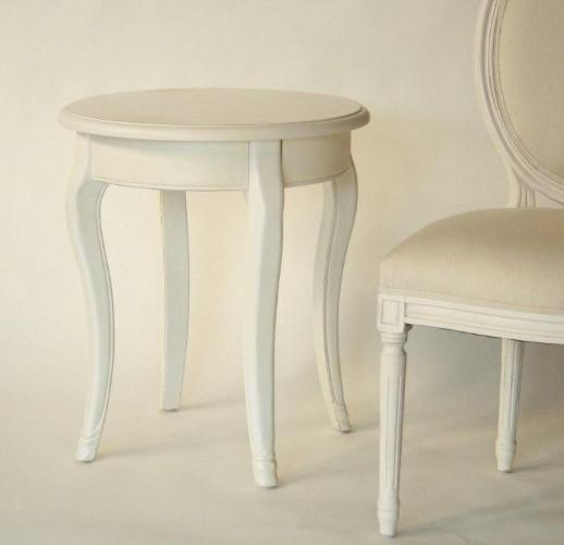 Antique White French Style Round End Table