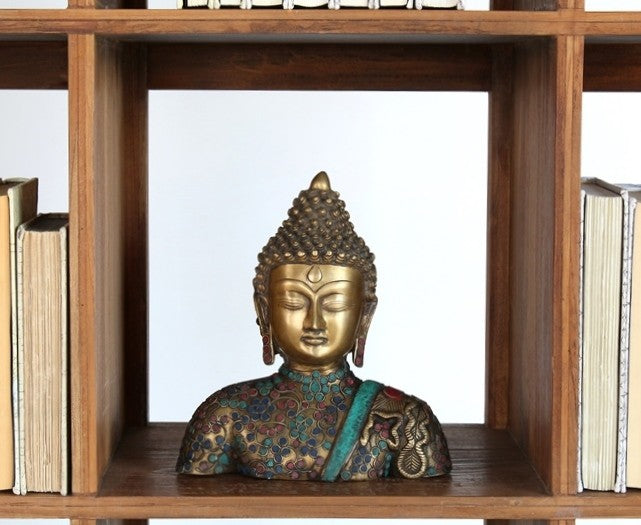 Brass Buddha with Stone Inlay