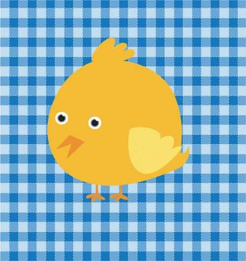 Checkered Blue Animal Bird 23W X 23H