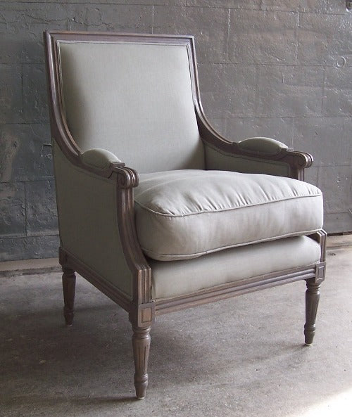 French Style Grey Lacquer Lounge Chair 