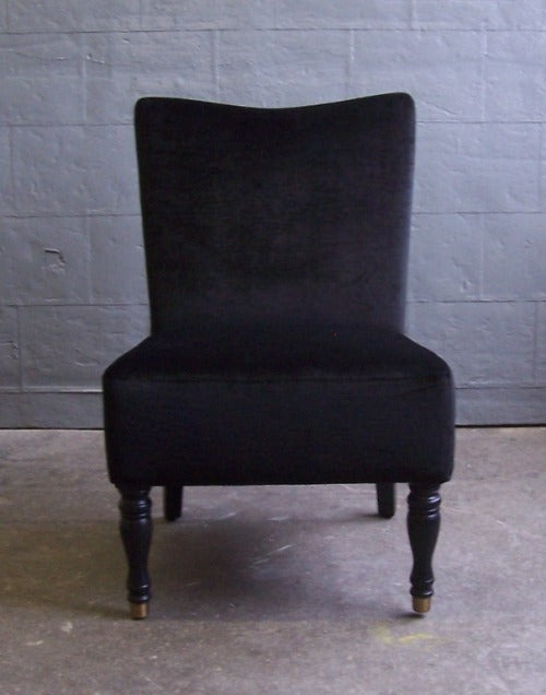 Black Velvet Slipper Chair 