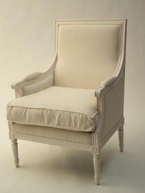Antique White Louis Square Back Club Chair 