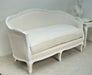 Antique White Linen French Style Love Seat 