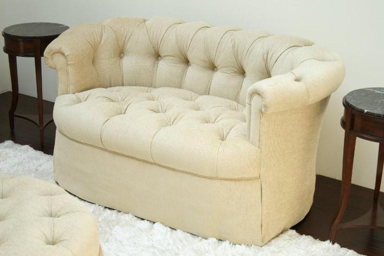 LS11ATL - Beige Tufted Loveseat with Skirt 