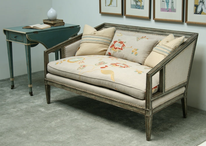 Settee with Crewelwork and Nailhead Trim