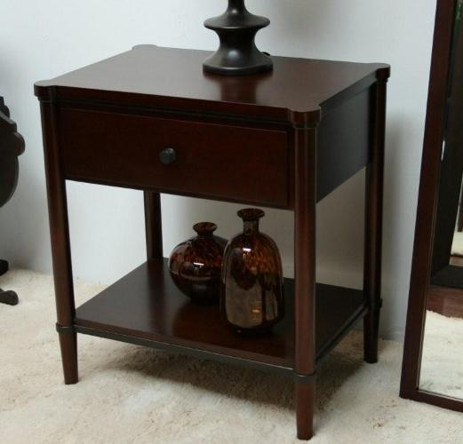 Dark Tobacco Nightstand with Drawer
