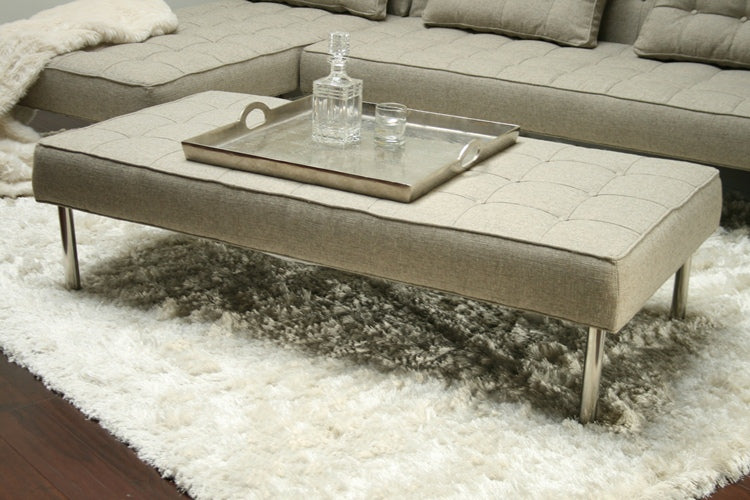 OT01ATL - Light Grey Tweed Sectional Bench Ottoman