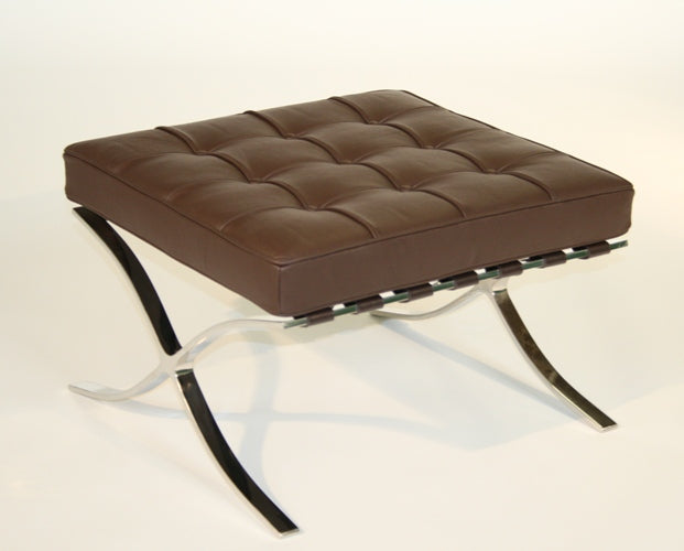 Dark Brown Leather Barcelona Style Ottoman