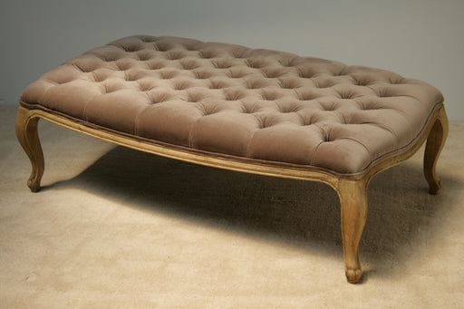 Taupe Velvet Tufted Ottoman 
