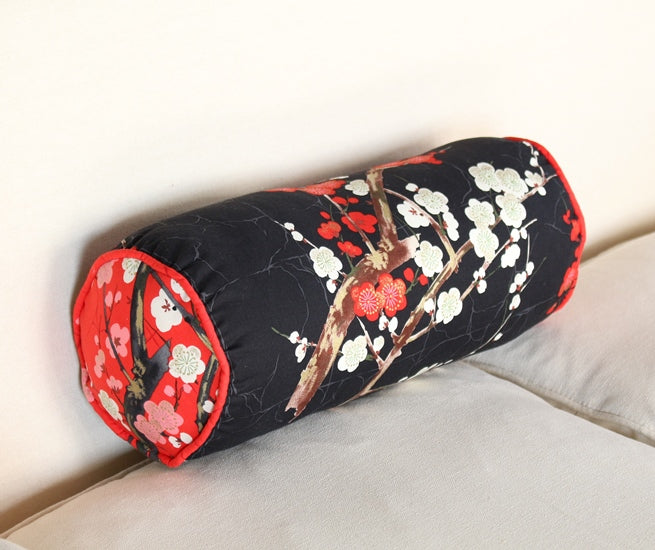 Black Sakura Bolster Pillow