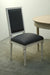 Grey Linen Louis Side Chair in Antique White Finish