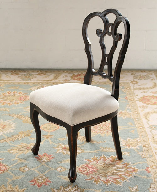 Black Italian Side Chair with Bone Seat