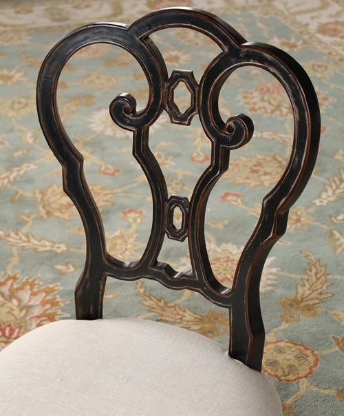 Black Italian Side Chair with Bone Seat