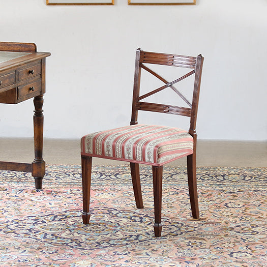 Regency Style Mahogany Dining Chair with Satin Upholstery