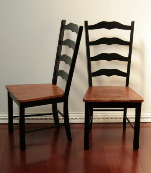 Antique Black Ladderback Side Chair with Maple Seat