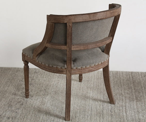 Exposed Wood Frame Side Chair with Nailhead Trim