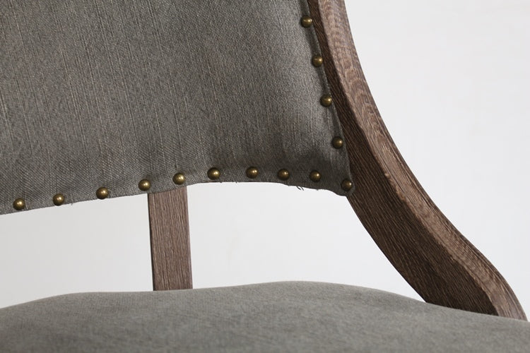 Exposed Wood Frame Side Chair with Nailhead Trim