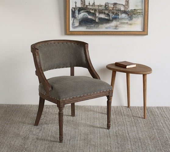Exposed Wood Frame Side Chair with Nailhead Trim
