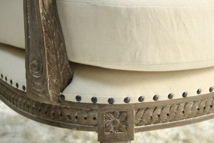 SF22ATL - Louis Parlor Style Cream Linen Sofa with Nailhead Trim