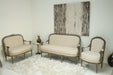 SF22ATL - Louis Parlor Style Cream Linen Sofa with Nailhead Trim