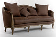 SF24ATL - Limed Grey French Style Sofa with Aubergine Linen Upholstery