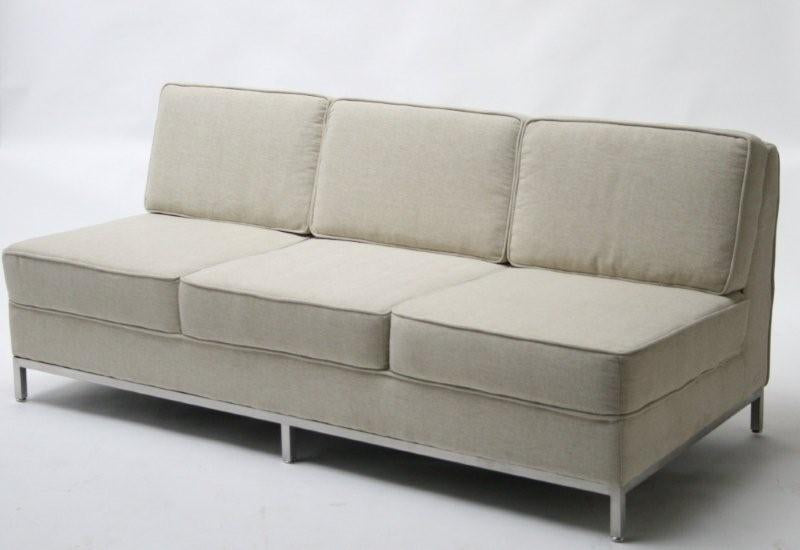 Florence Knoll Style Armless Sofa in Oatmeal Tweed
