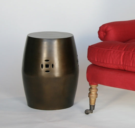 Chinese-Style Antique Brass Stool or End Table