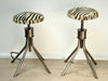 Adjustable Steel Stool with Zebra Print Upholstery 
