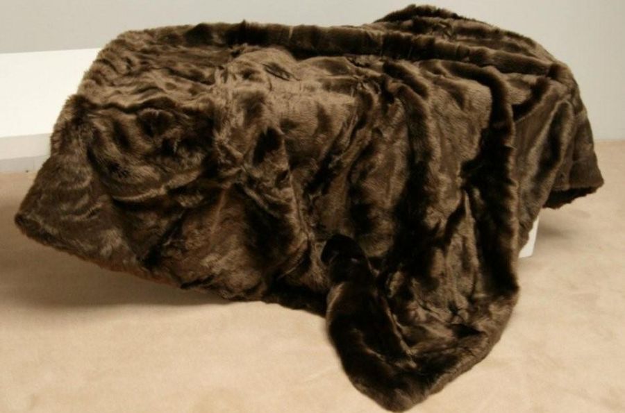 Brown Sheared Beaver Throw