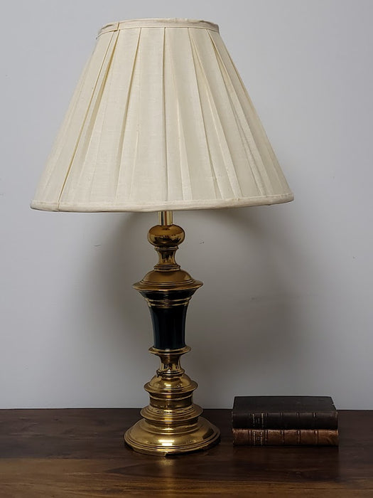 Brass Table Lamp With Cream Fabric Pleated Shade