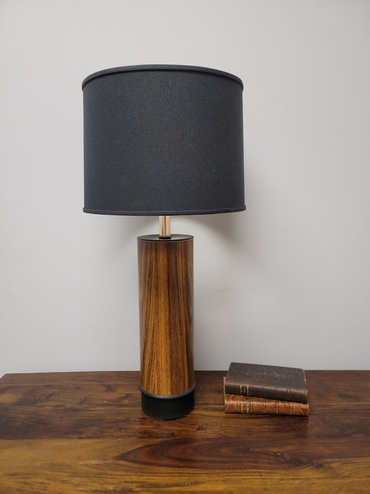 Wood Toned Column Table Lamp