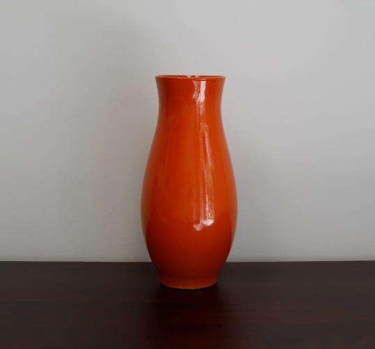 Bright Orange Wide-Mouth Vase